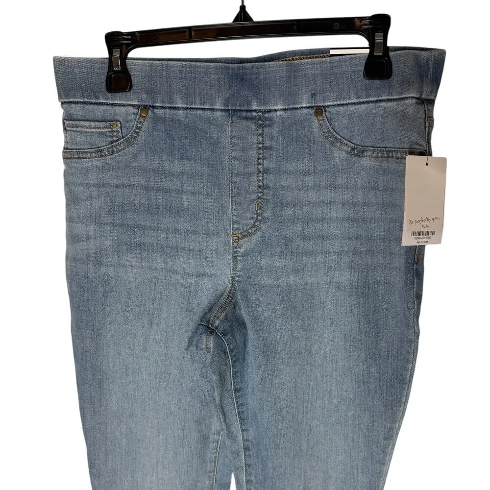 Kim Rogers Pull On Straight Leg Jean Pants 10P Eden Wash Tummy Control NWT
